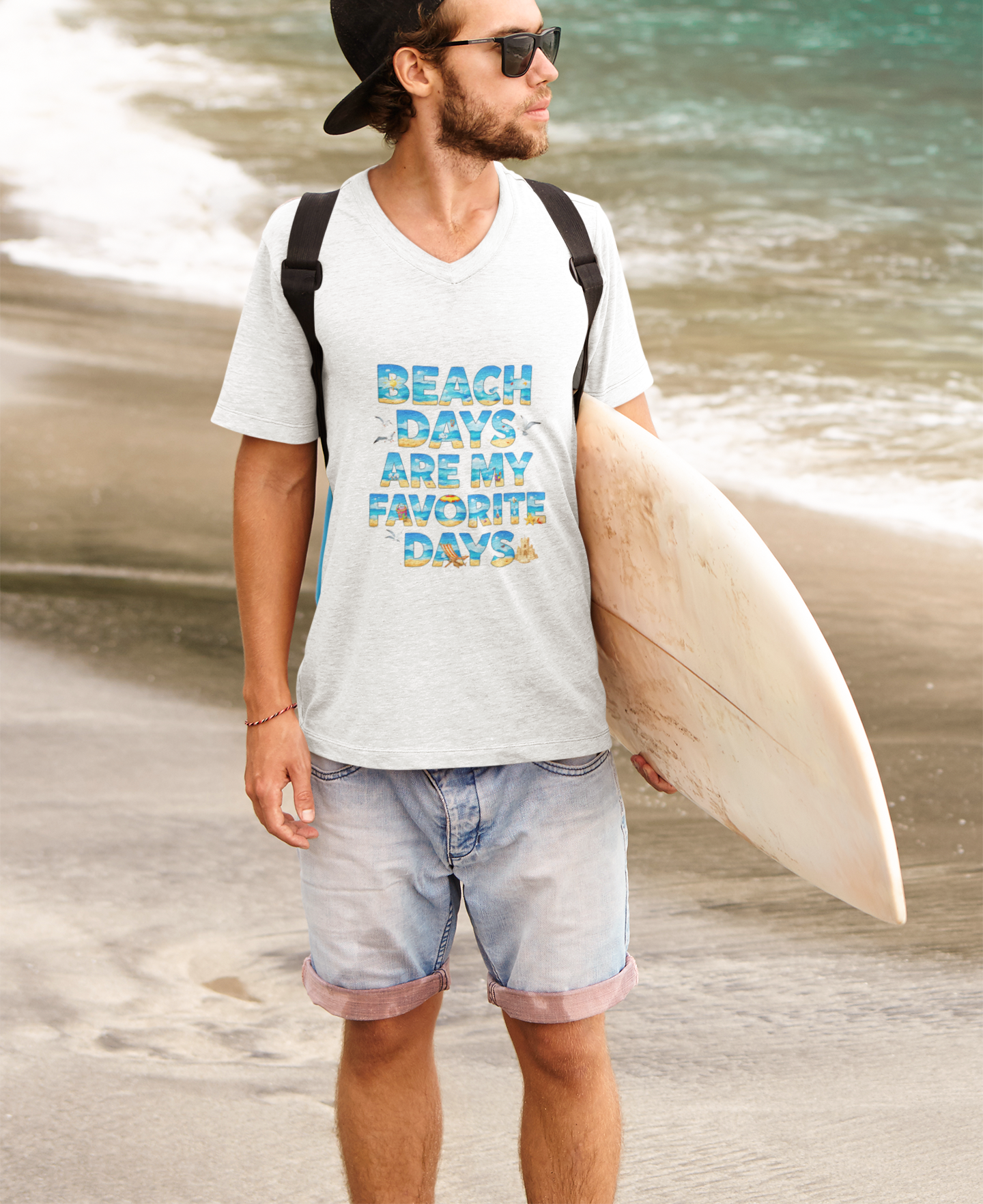 Beach Days V-Neck Tee (Adult)