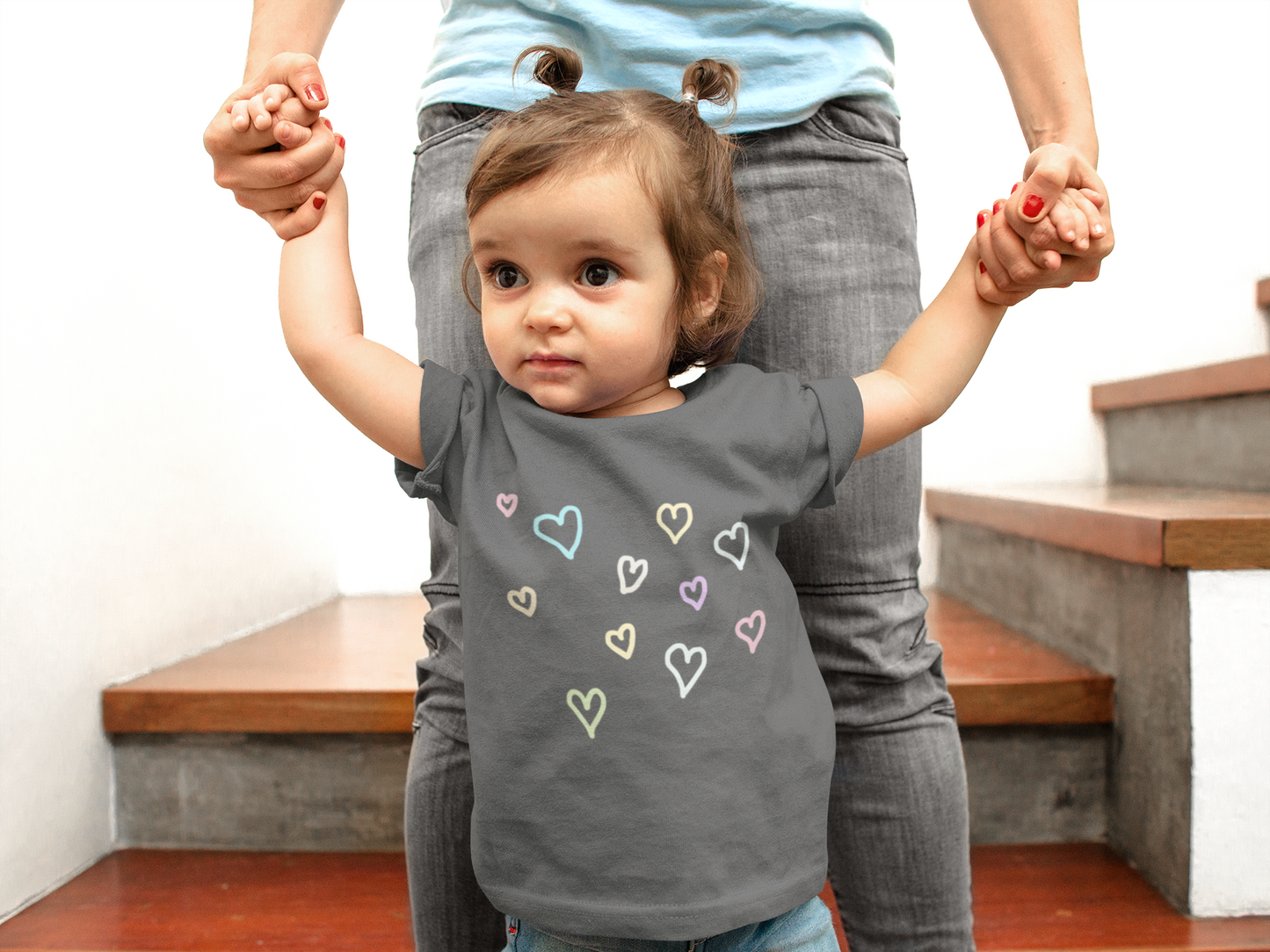 Pastel Hand Drawn Hearts Tee (Baby)