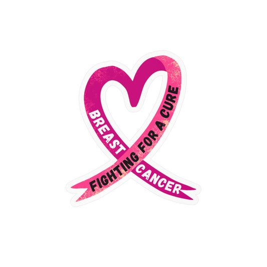 Breast Cancer Awareness Ribbon Kiss-Cut Vinyl Decal – "Fighting for a Cure"