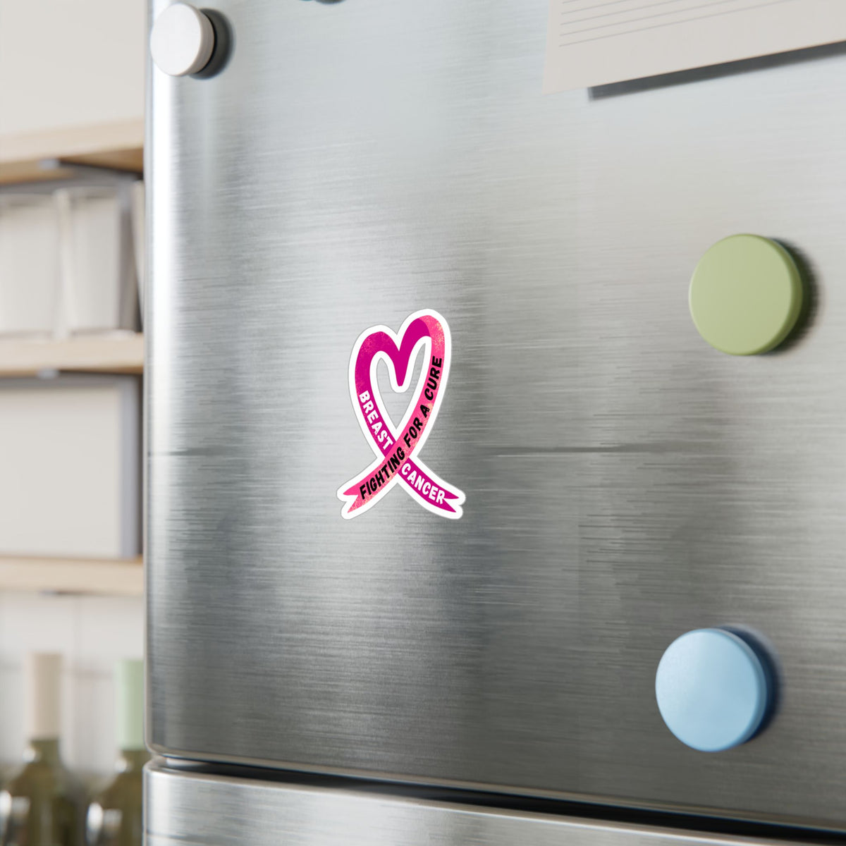 Breast Cancer Awareness Ribbon Kiss-Cut Vinyl Decal – "Fighting for a Cure"