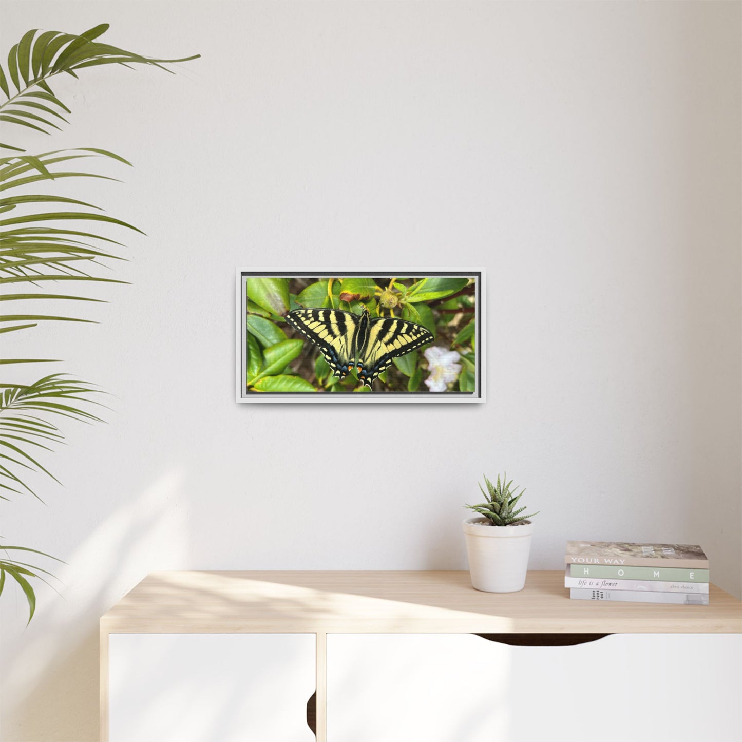 Canvas Print in Frame - Eastern Tiger Swallowtail Butterfly on Rhodie (original photograph by Kind River Studio)