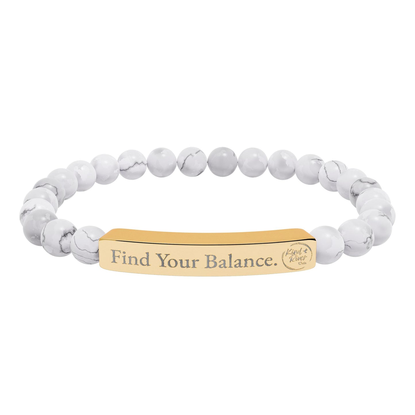 Bracelet - 'Find Your Balance' Engraved Natural Stone Stretch Bracelet