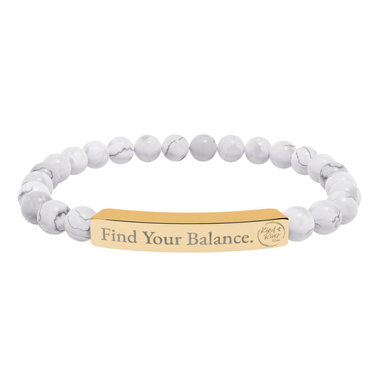 Bracelet - 'Find Your Balance' Engraved Natural Stone Stretch Bracelet