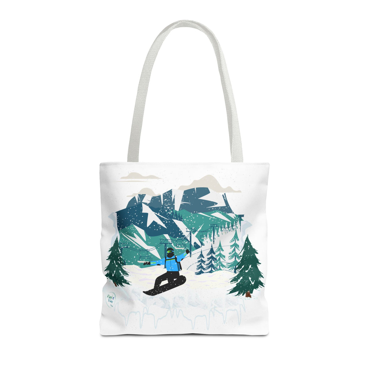 Snowboarder Mountain Tote Bag — Winter Sports Scenic Tote
