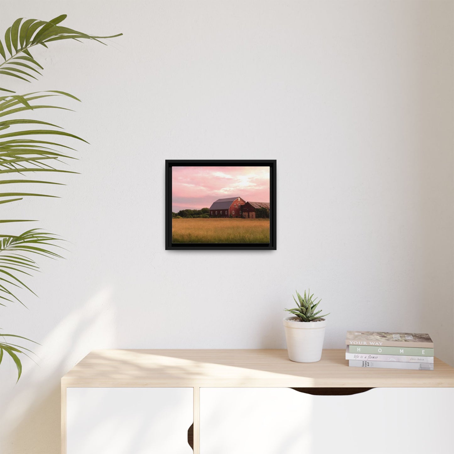 Canvas Print in Frame - Red Barn at Dusk (original photograph by Kind River Studio)