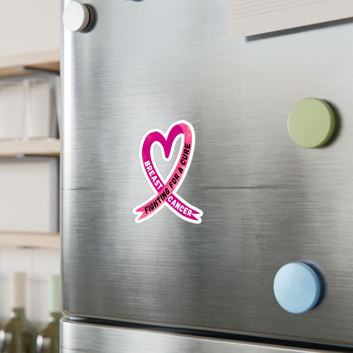 Breast Cancer Awareness Ribbon Kiss-Cut Vinyl Decal – "Fighting for a Cure"