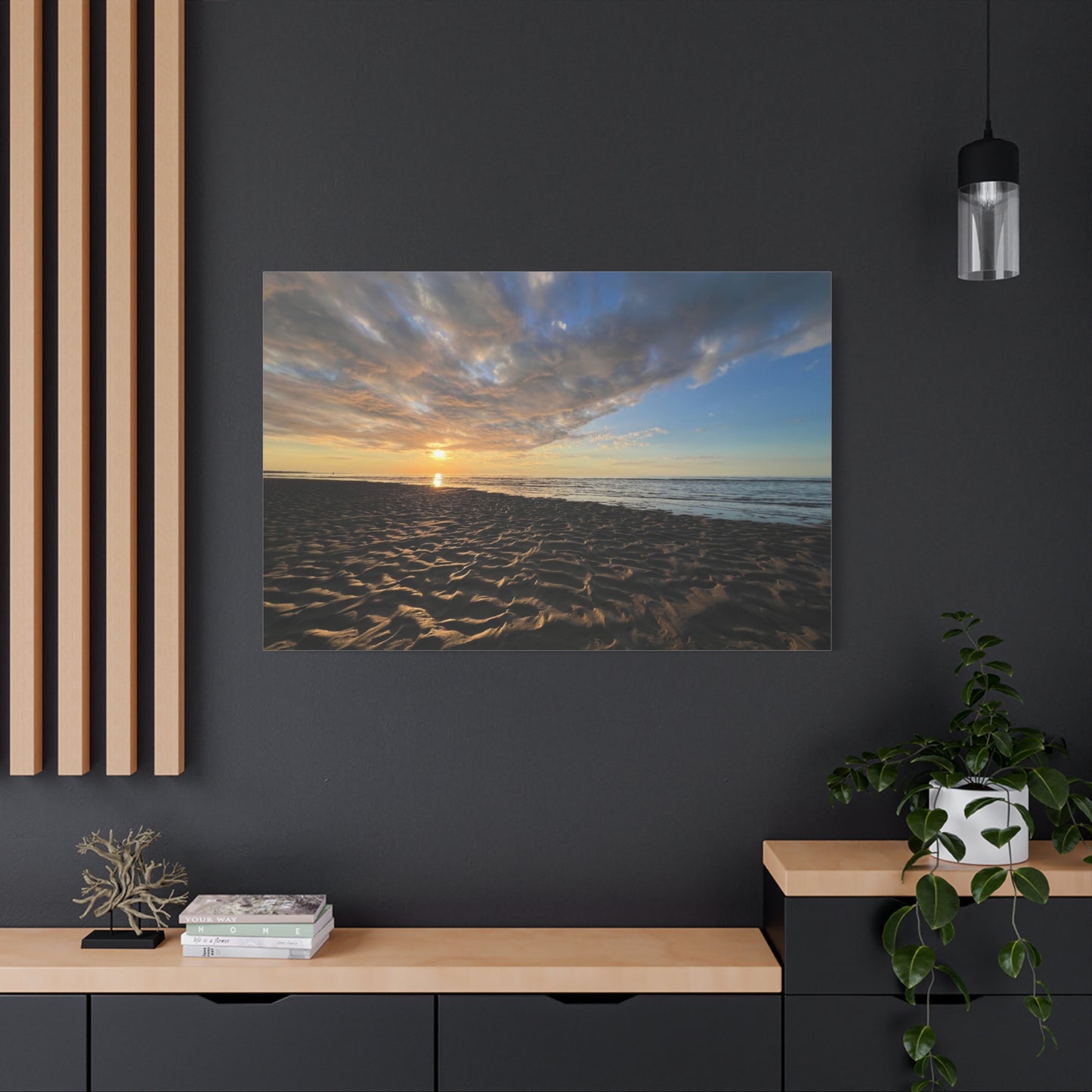 Canvas Print - Sunset Beach Textured Seascape Cape Cod (original photograph by Kind River Studio)