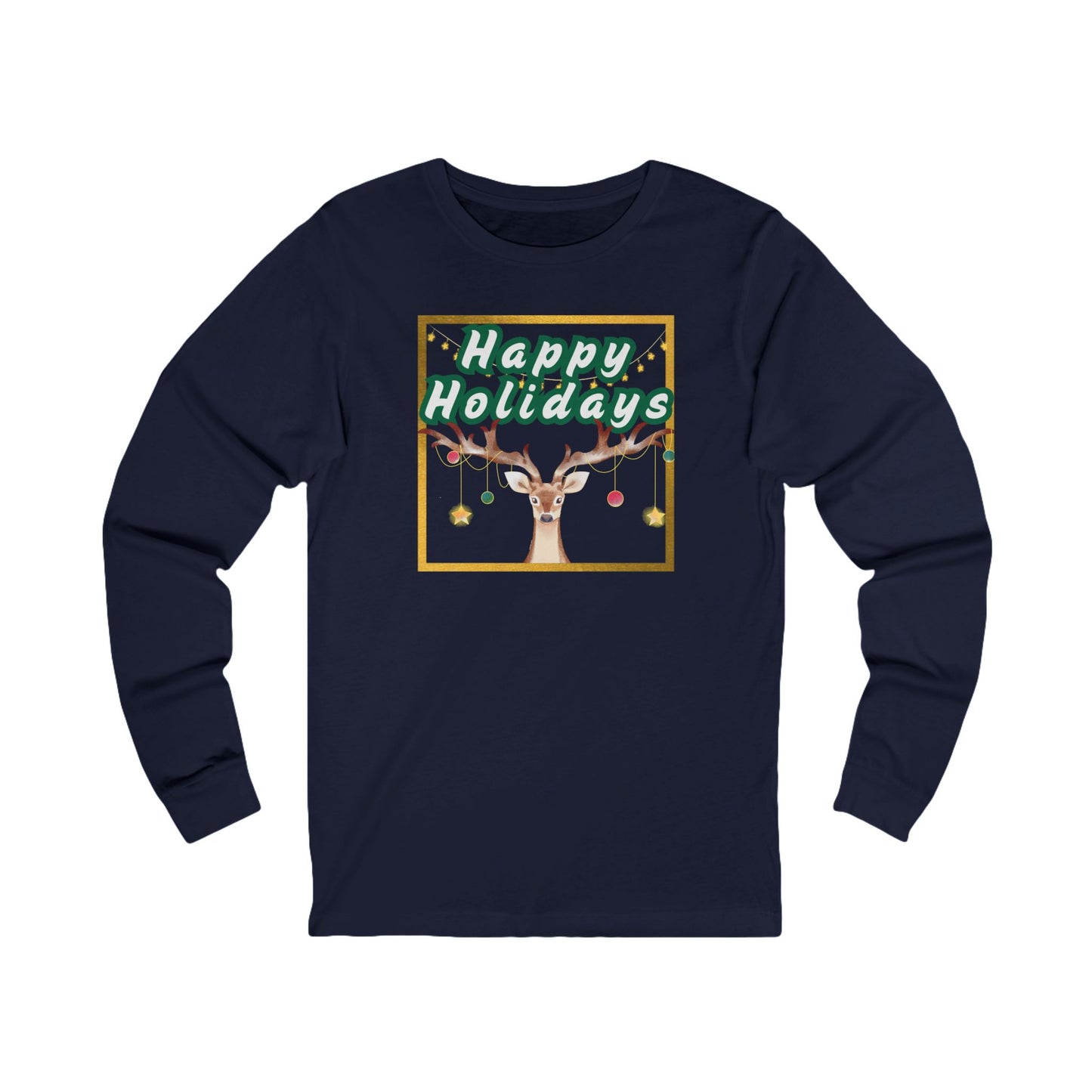 Tee - Long Sleeve (Adult) - Happy Holidays, Deer
