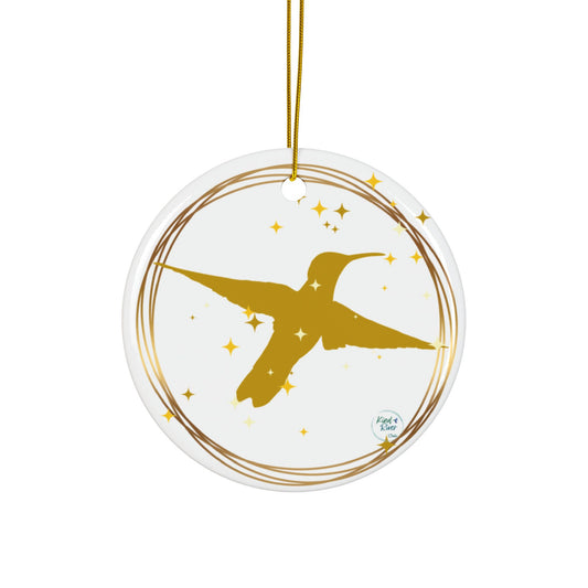 Ornament (Ceramic | Round) - Hummingbird