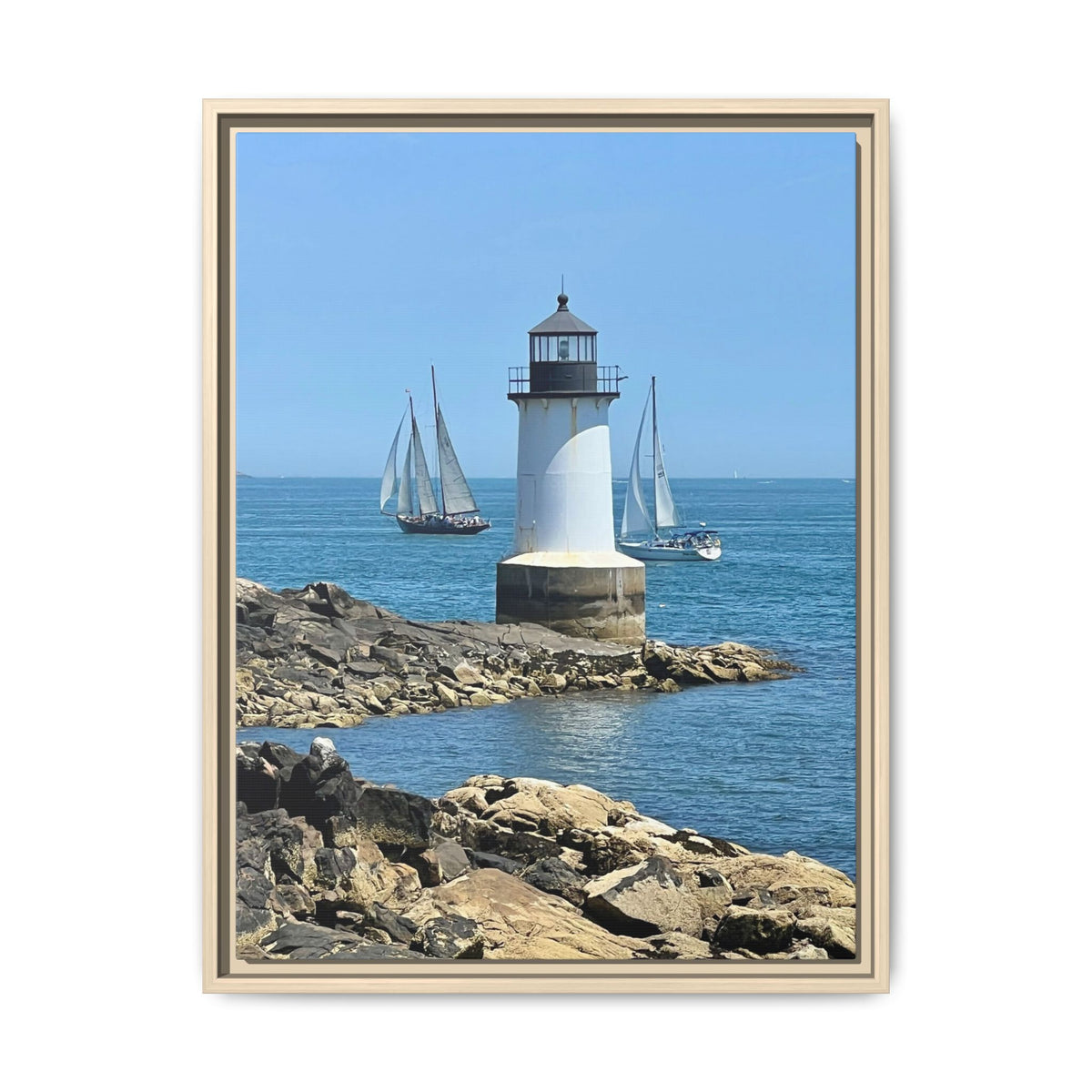 Coastal Lighthouse Canvas Framed Print (original photograph by Kind River Studio)