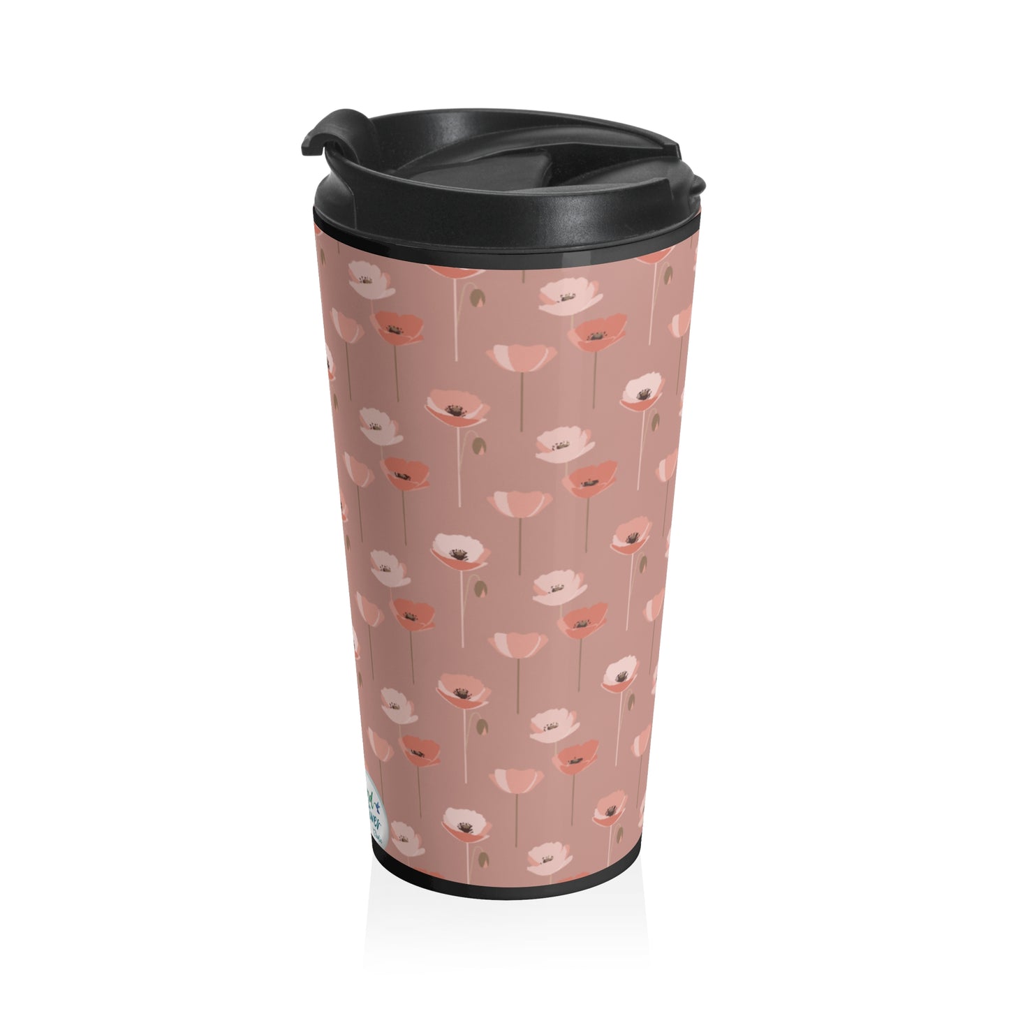 Shades of Pink Poppies Travel Mug