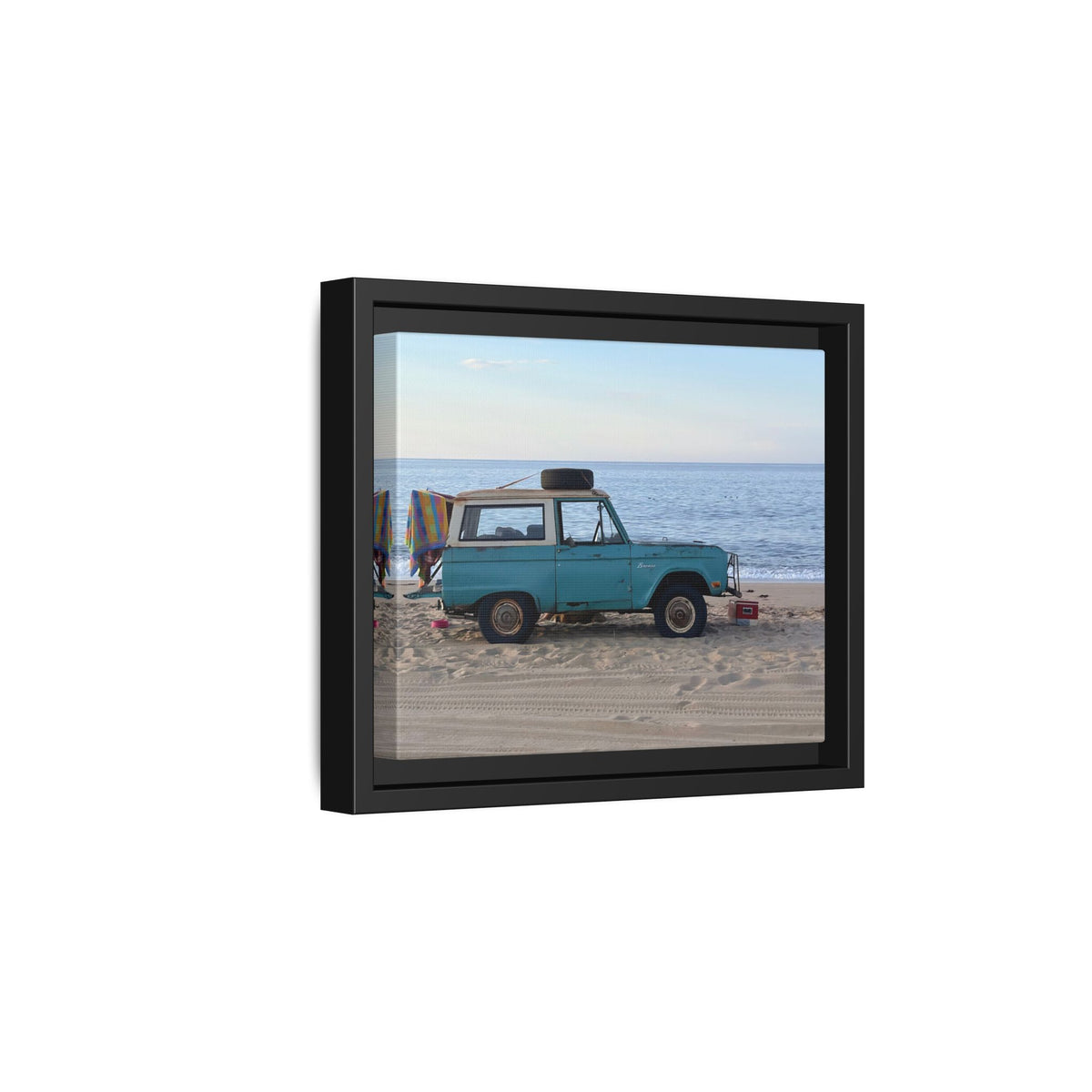 Vintage Beach Bronco Canvas Framed Print (original photograph by Kind River Studio)