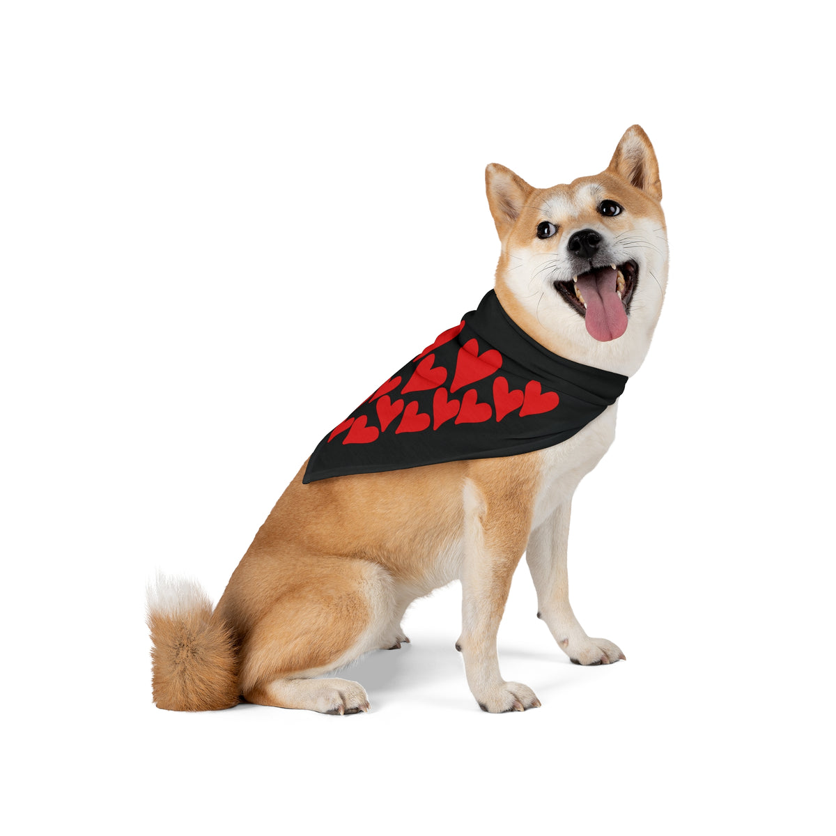 Hand Drawn Red Hearts Pet Bandana (single-sided)
