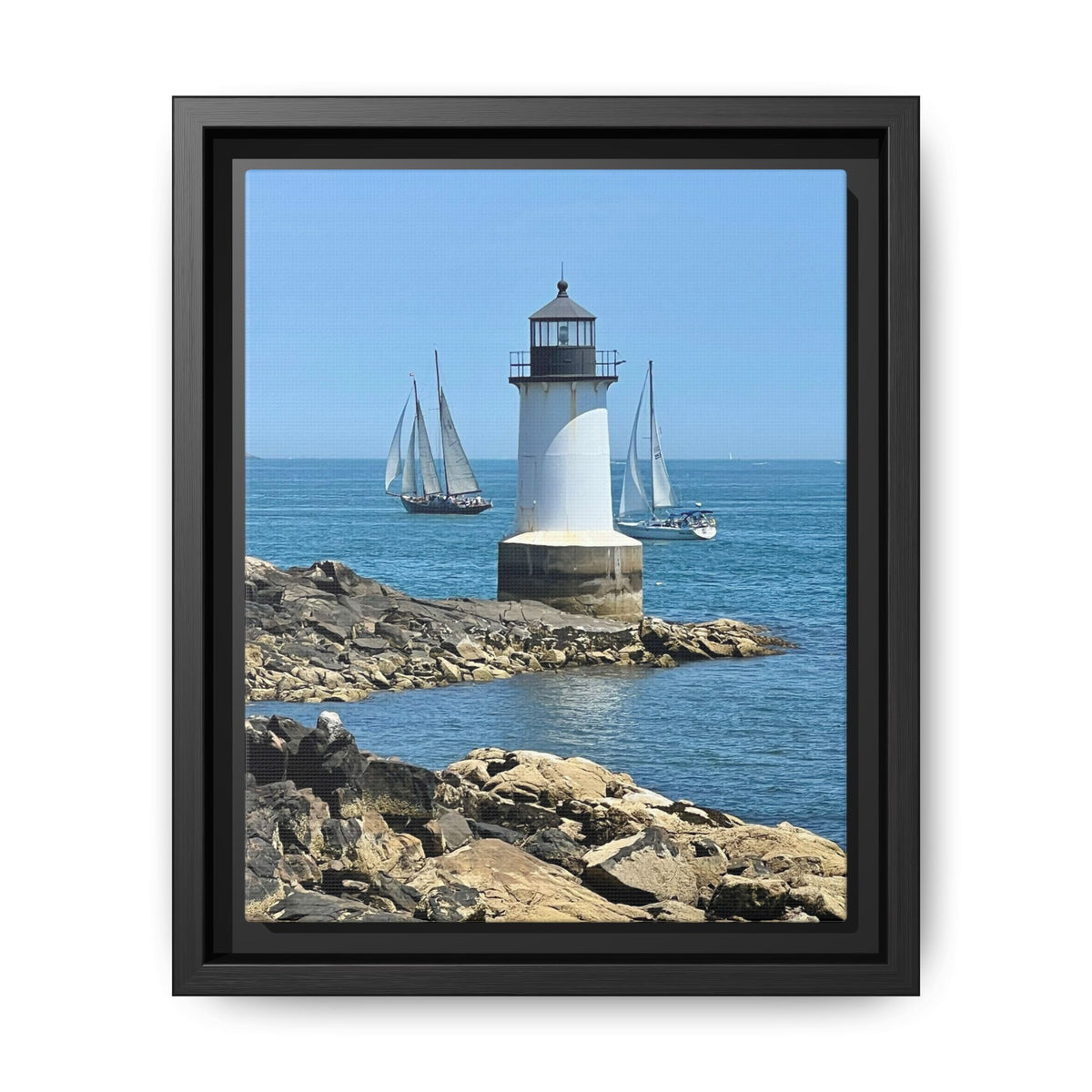 Coastal Lighthouse Canvas Framed Print (original photograph by Kind River Studio)