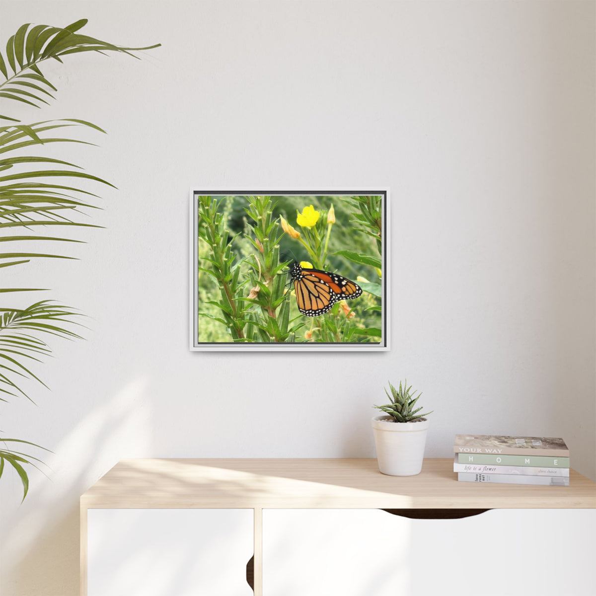 Monarch Butterfly on Wildflowers Canvas Framed Print (original photograph by Kind River Studio)