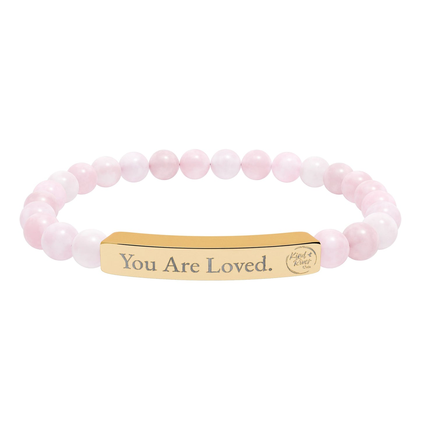 Bracelet - 'You Are Loved' Engraved Natural Stone Stretch Bracelet