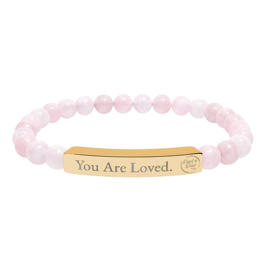 Bracelet - 'You Are Loved' Engraved Natural Stone Stretch Bracelet