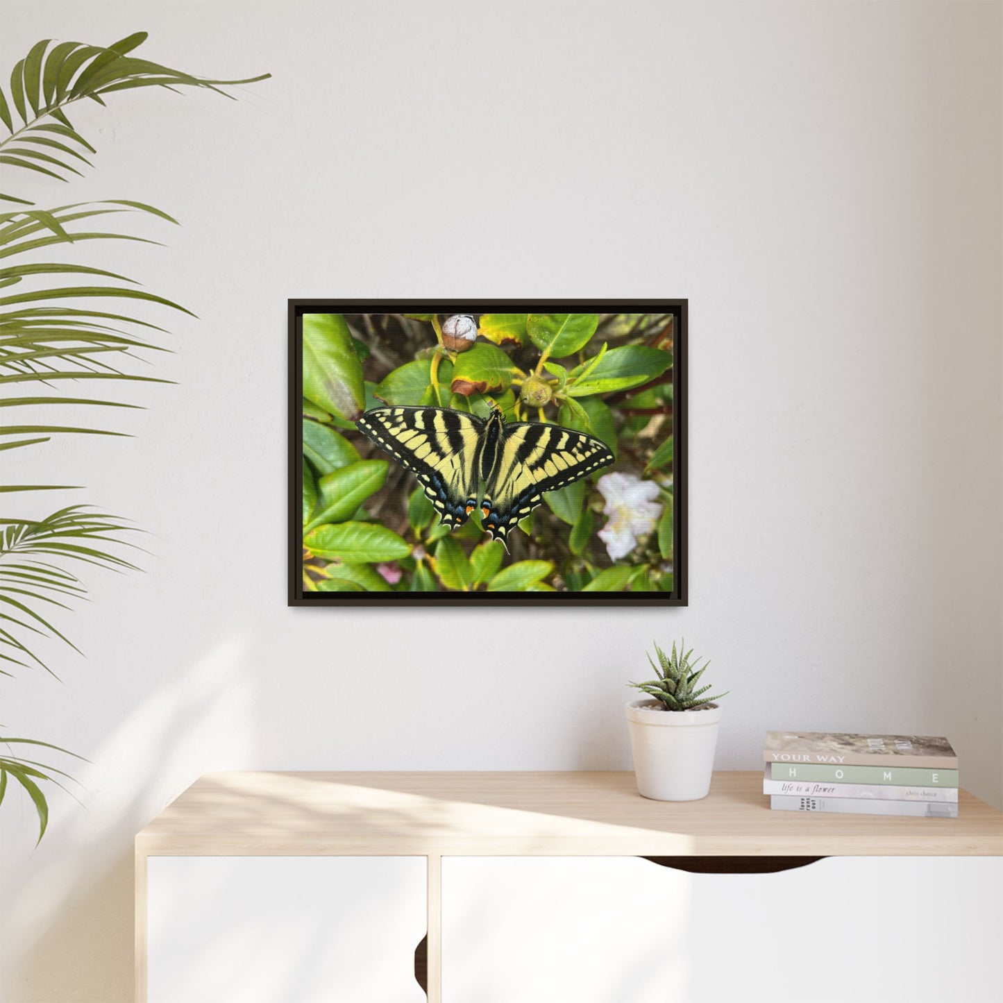 Canvas Print in Frame - Eastern Tiger Swallowtail on Rhodie (original photograph by Kind River Studio)