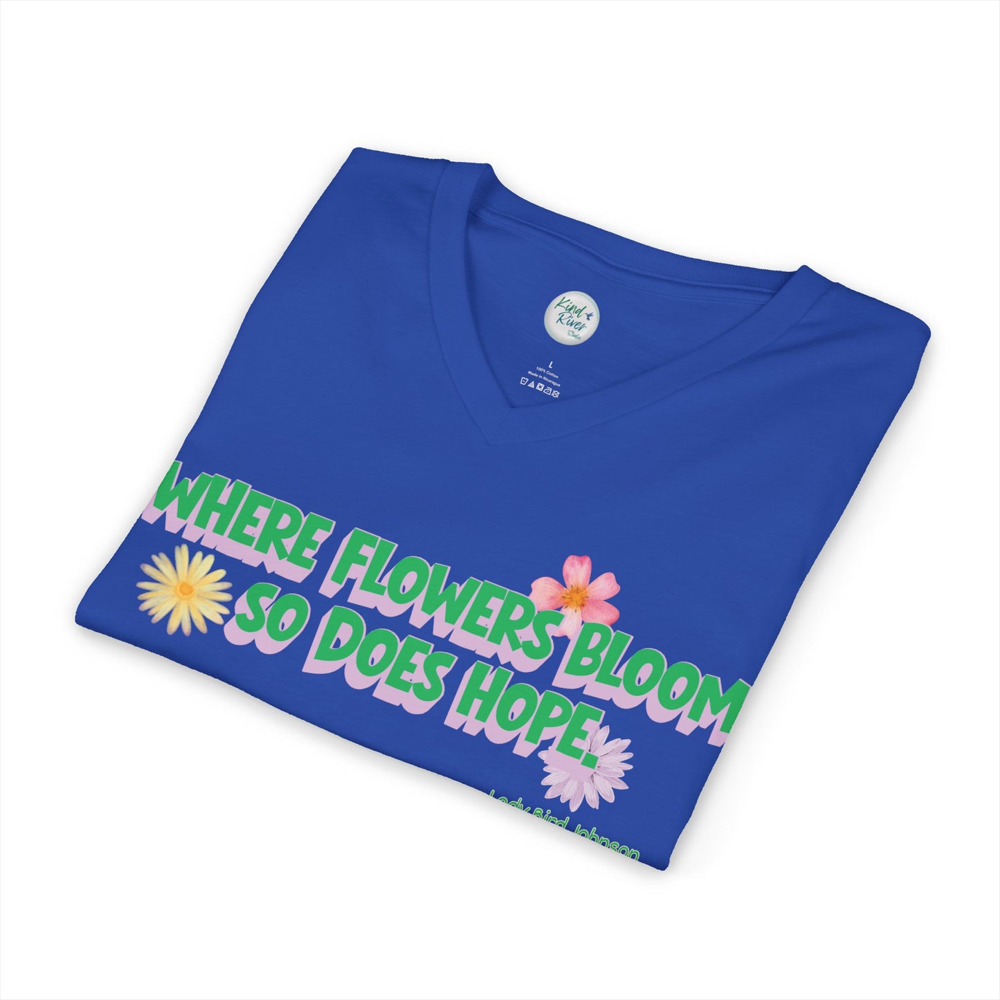 Where Flowers Bloom V-Neck Tee (Adult)