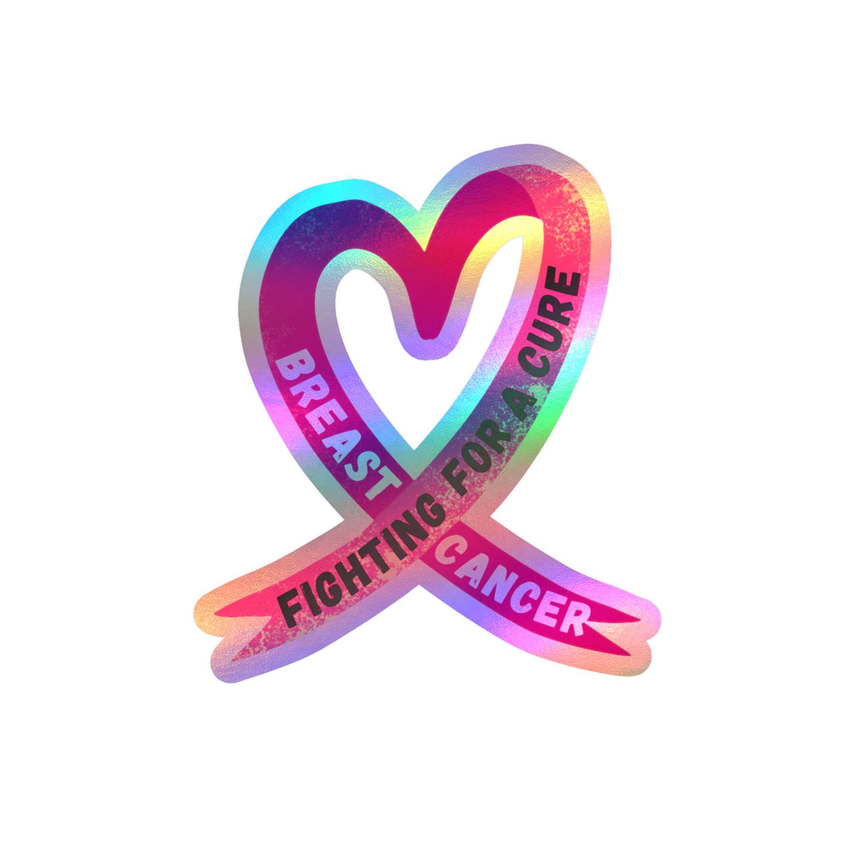 Breast Cancer Awareness Ribbon Kiss-Cut Vinyl Decal – "Fighting for a Cure"