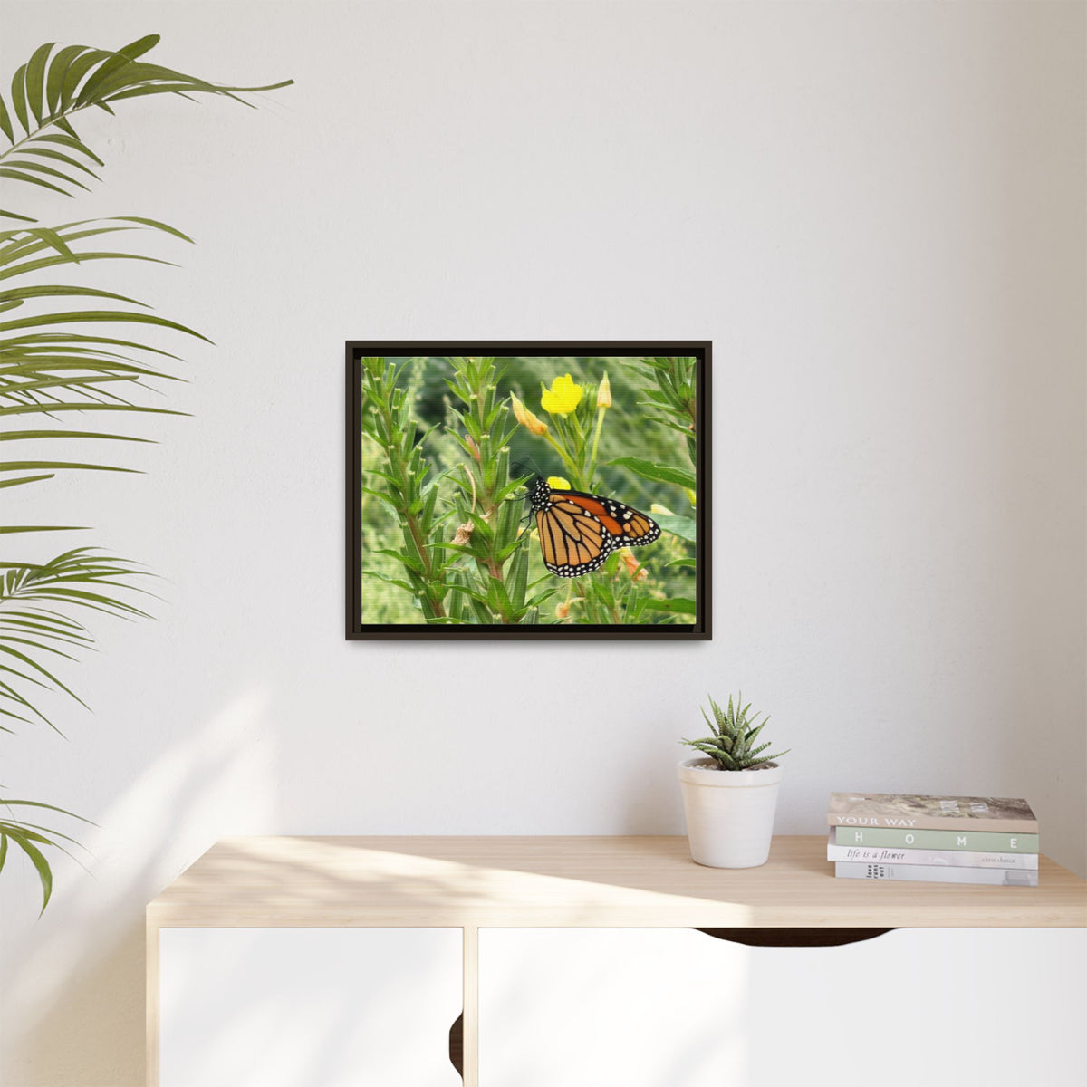 Monarch Butterfly on Wildflowers Canvas Framed Print (original photograph by Kind River Studio)