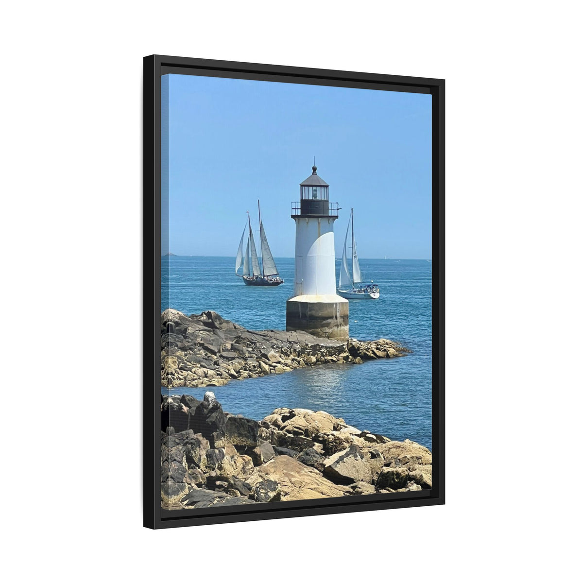 Coastal Lighthouse Canvas Framed Print (original photograph by Kind River Studio)