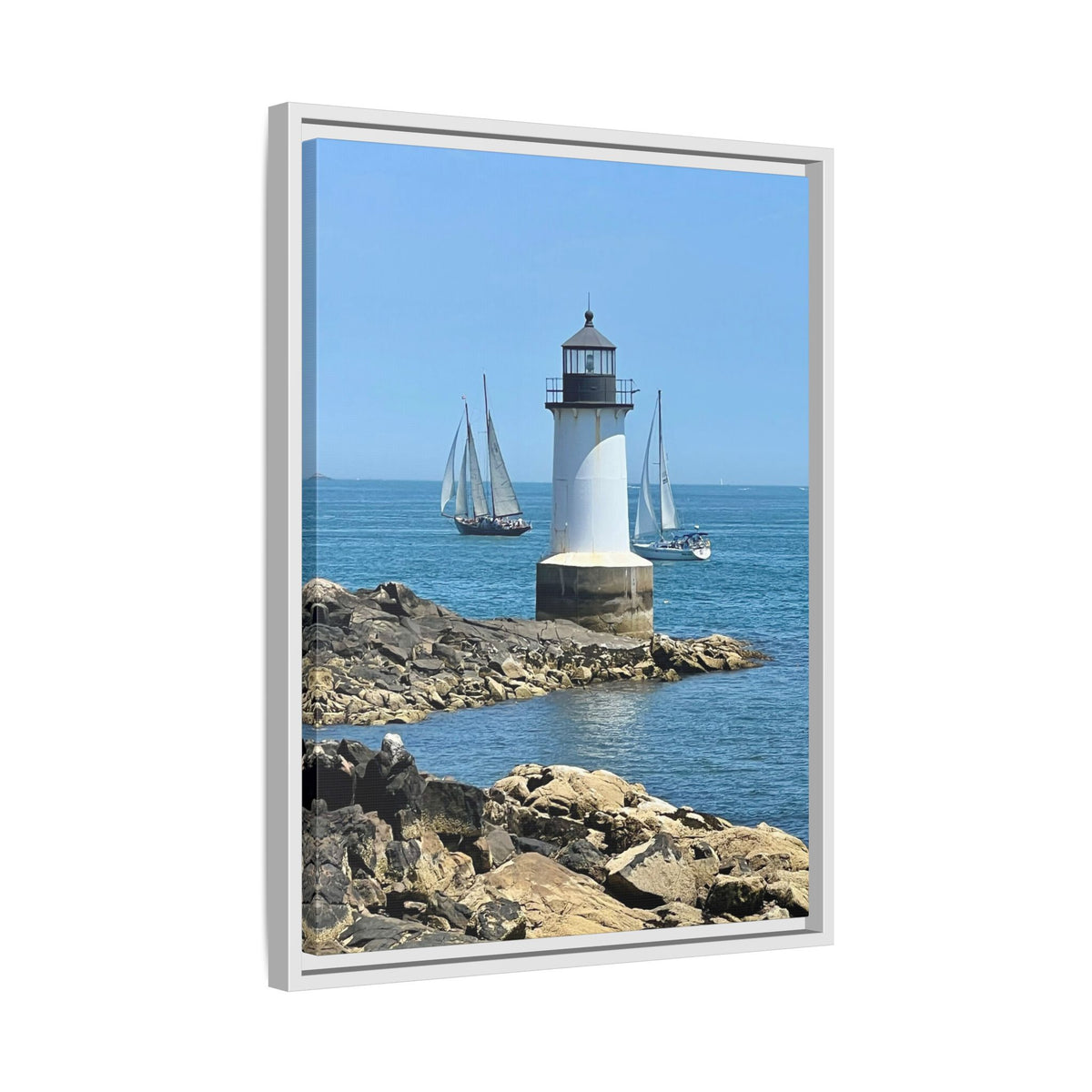 Coastal Lighthouse Canvas Framed Print (original photograph by Kind River Studio)