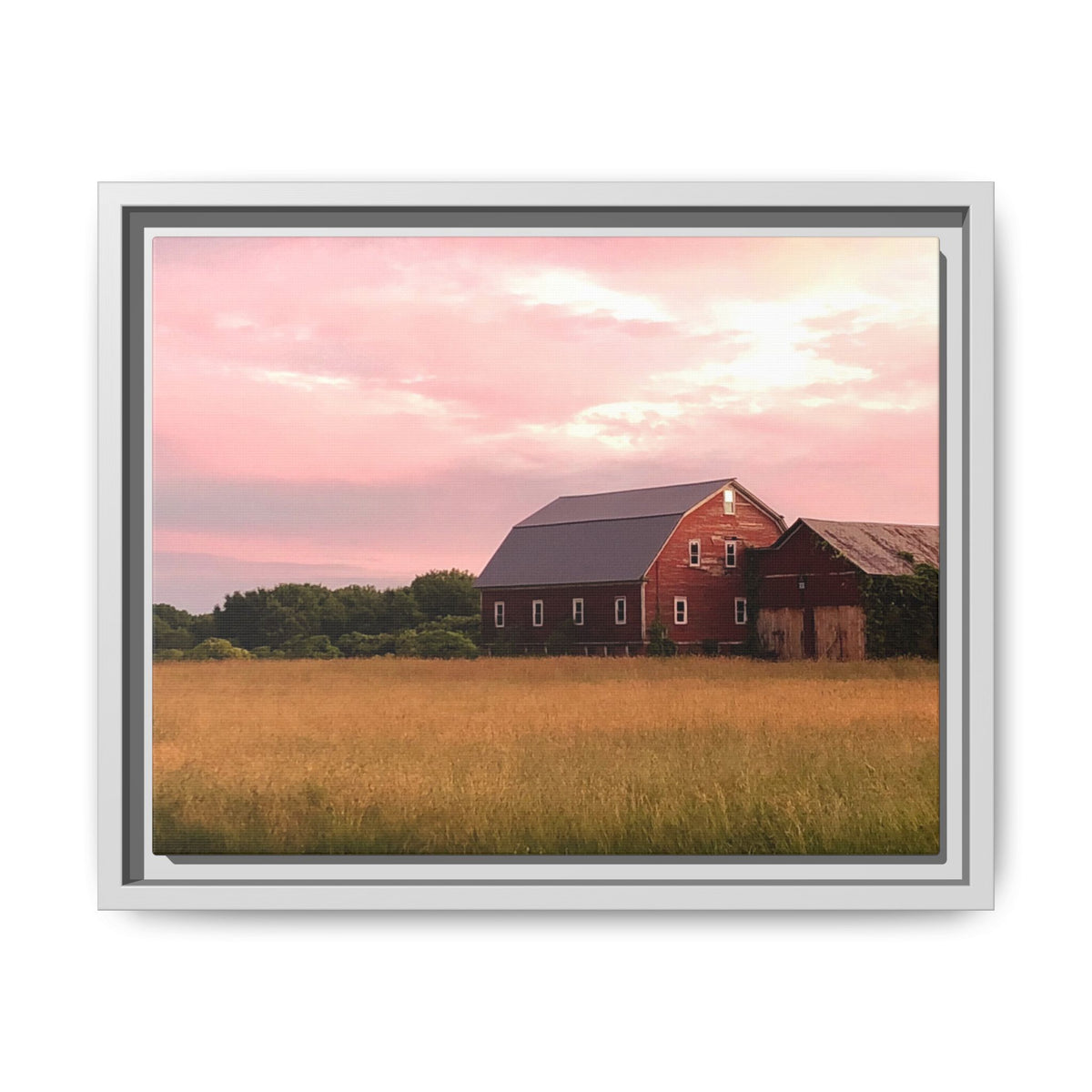 Weathered Barn at Dusk Canvas Framed Print
