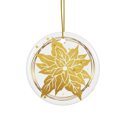 Ornament (Ceramic | Round) - Poinsettia