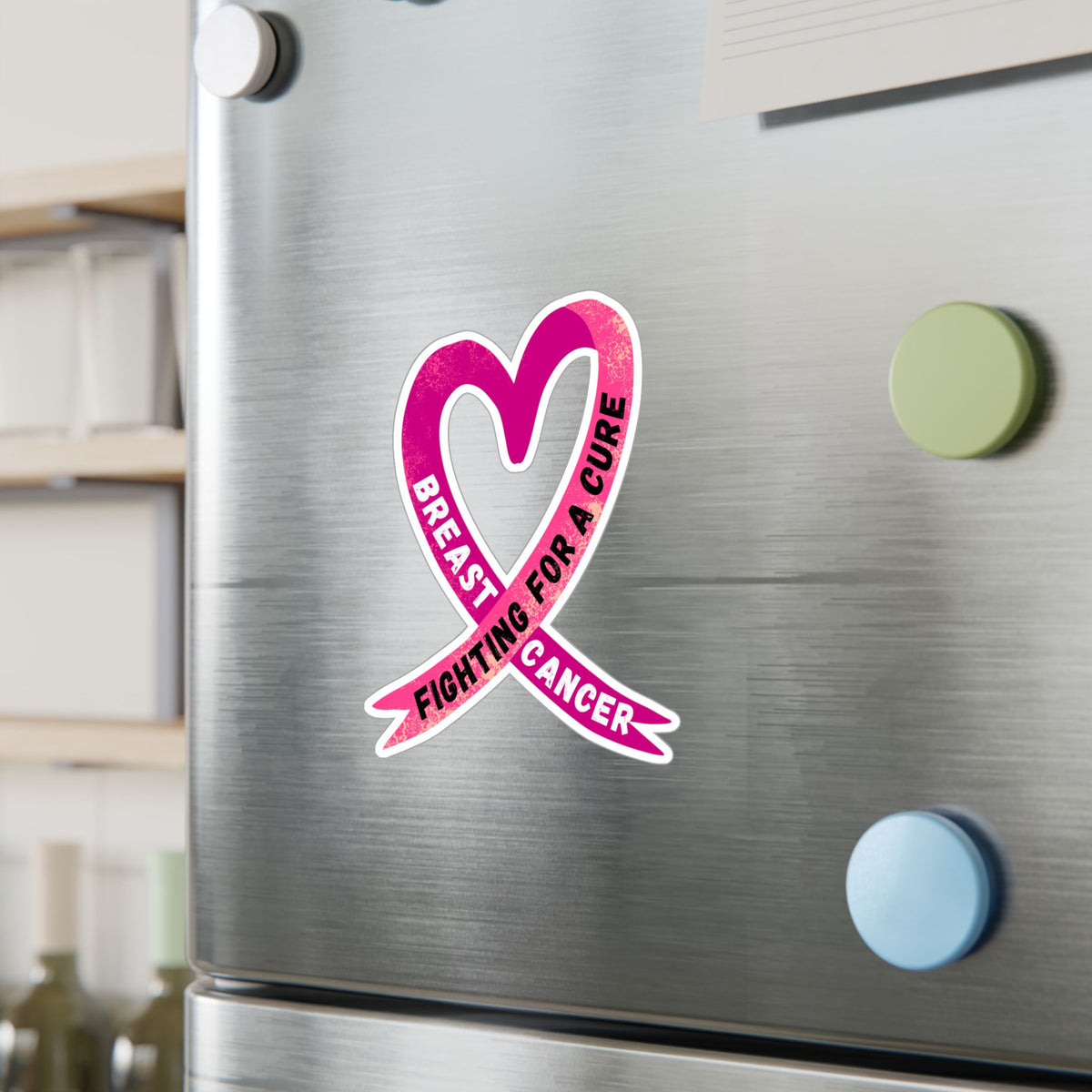 Breast Cancer Awareness Ribbon Kiss-Cut Vinyl Decal – "Fighting for a Cure"