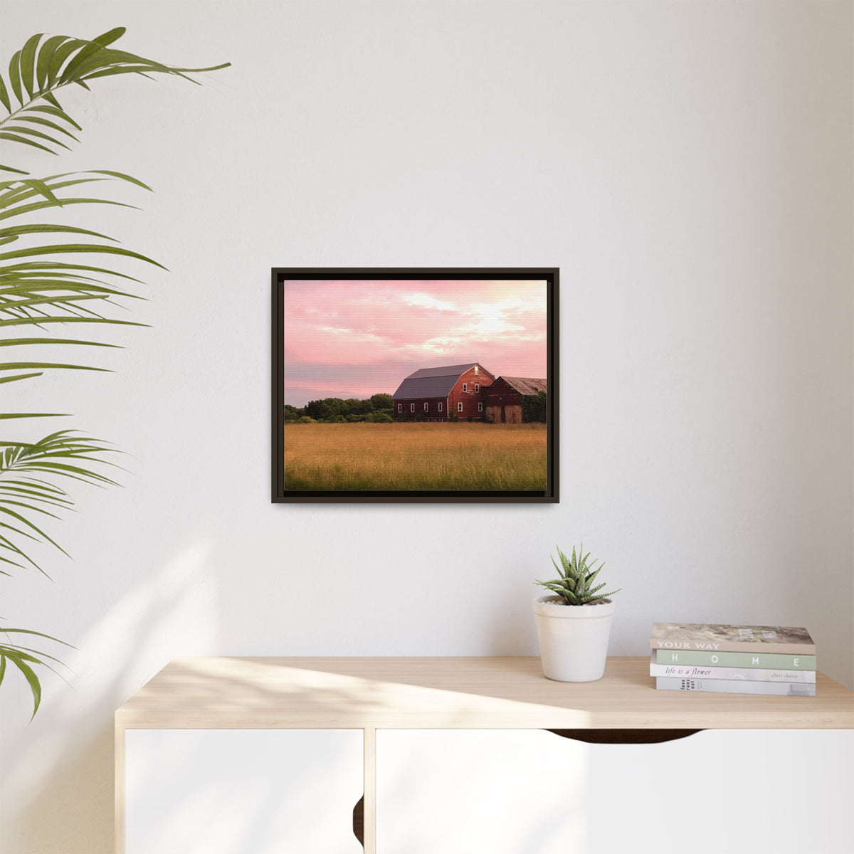 Weathered Barn at Dusk Canvas Framed Print