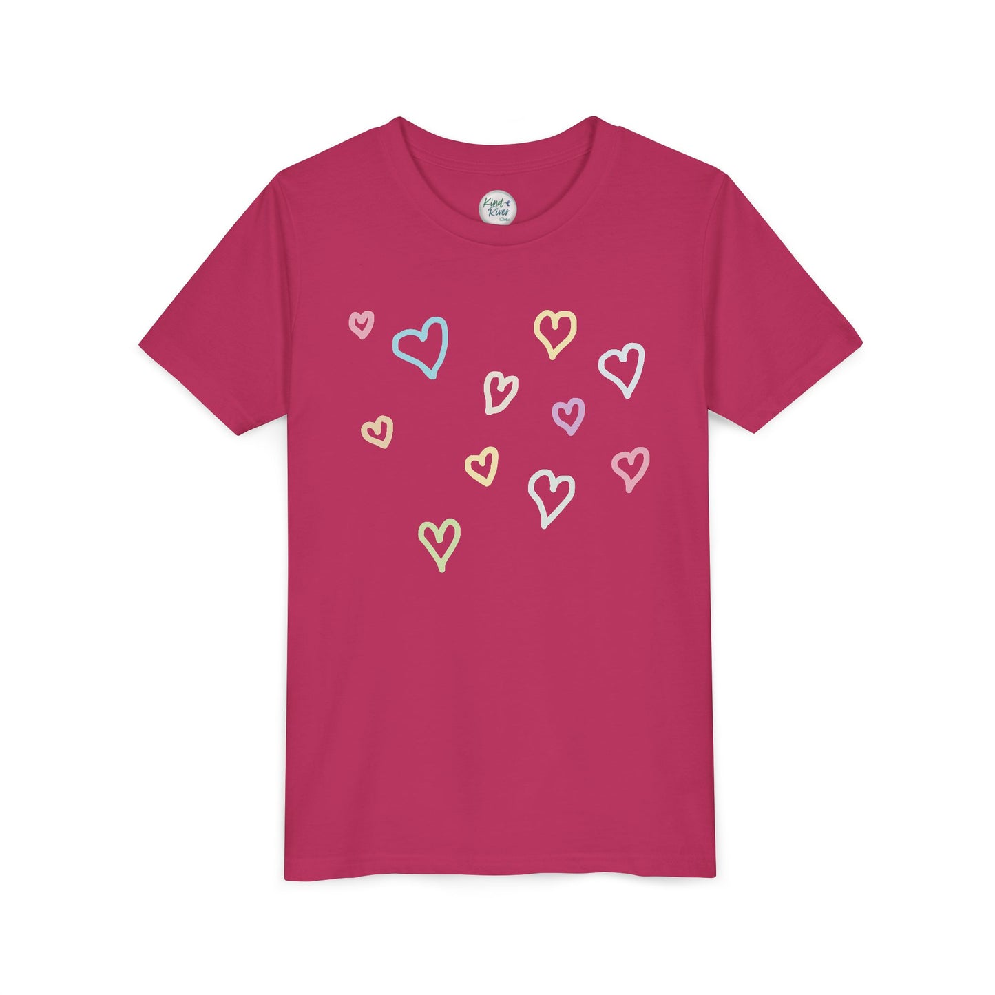 Pastel Hand Drawn Hearts Tee (Youth)