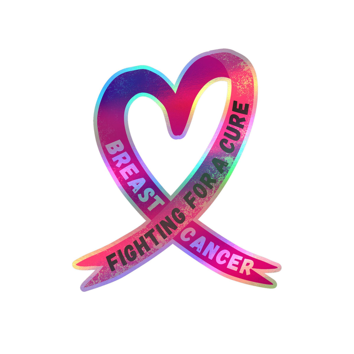 Breast Cancer Awareness Ribbon Kiss-Cut Vinyl Decal – "Fighting for a Cure"