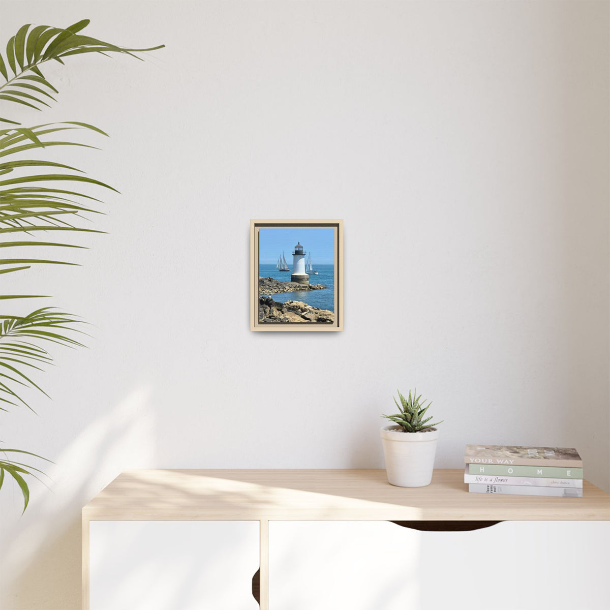 Coastal Lighthouse Canvas Framed Print (original photograph by Kind River Studio)