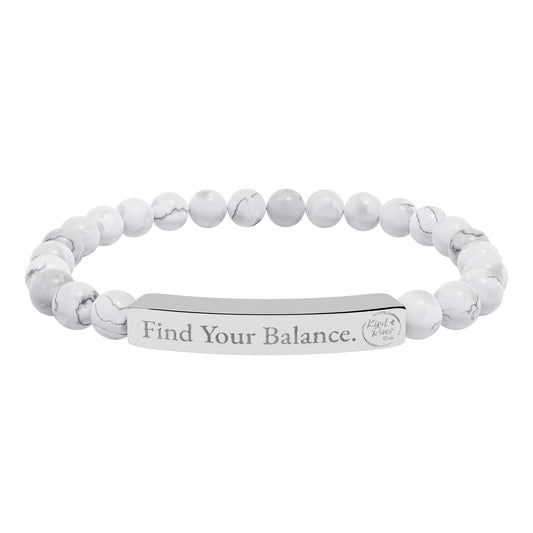 Bracelet - 'Find Your Balance' Engraved Natural Stone Stretch Bracelet