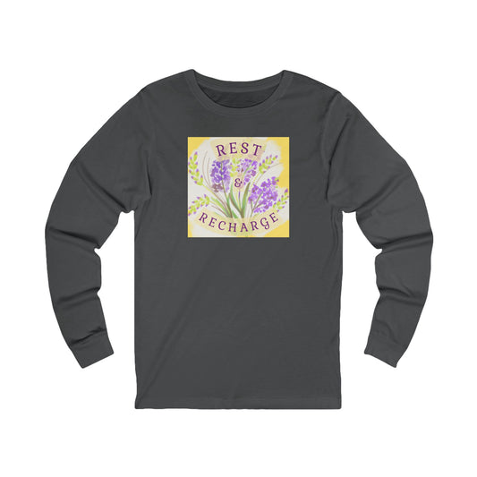 Tee - Long Sleeve (Adult) - Rest & Recharge Lilacs