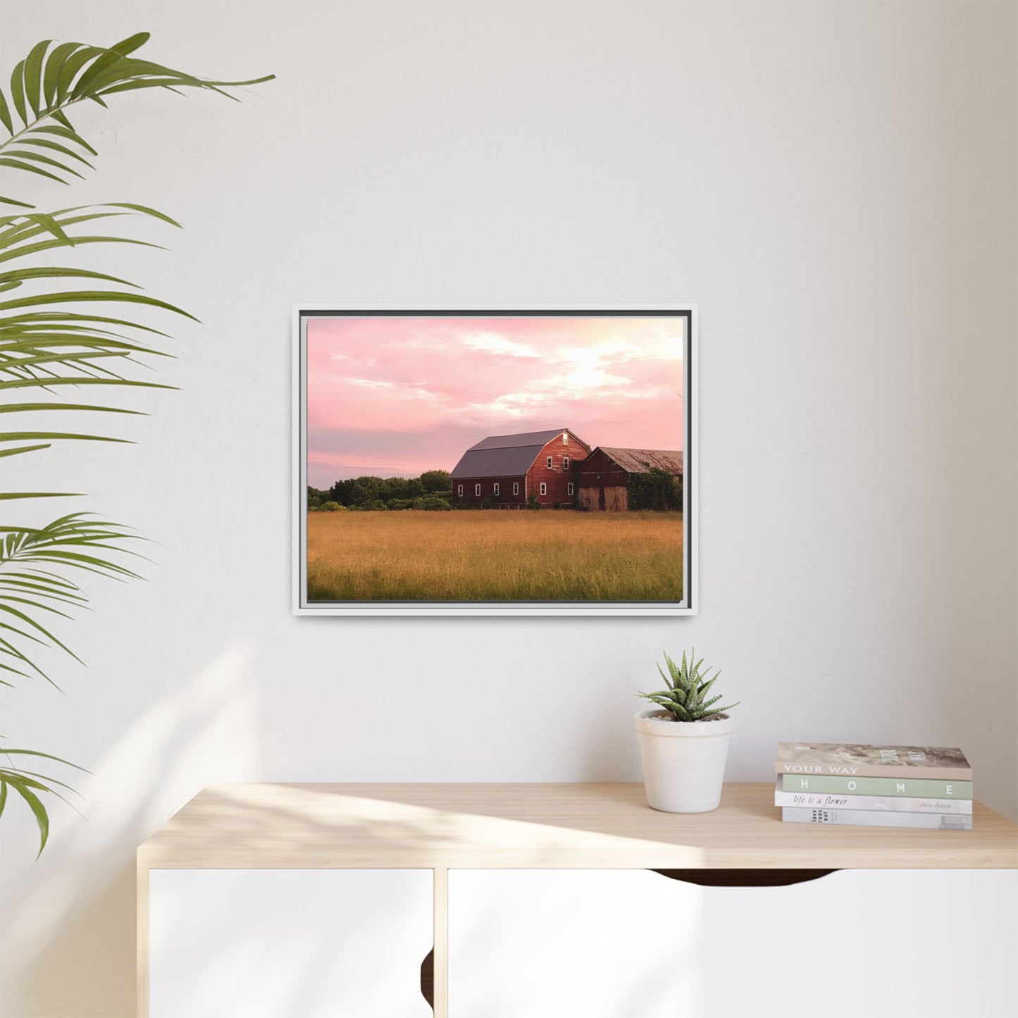 Canvas Print in Frame - Red Barn at Dusk (original photograph by Kind River Studio)
