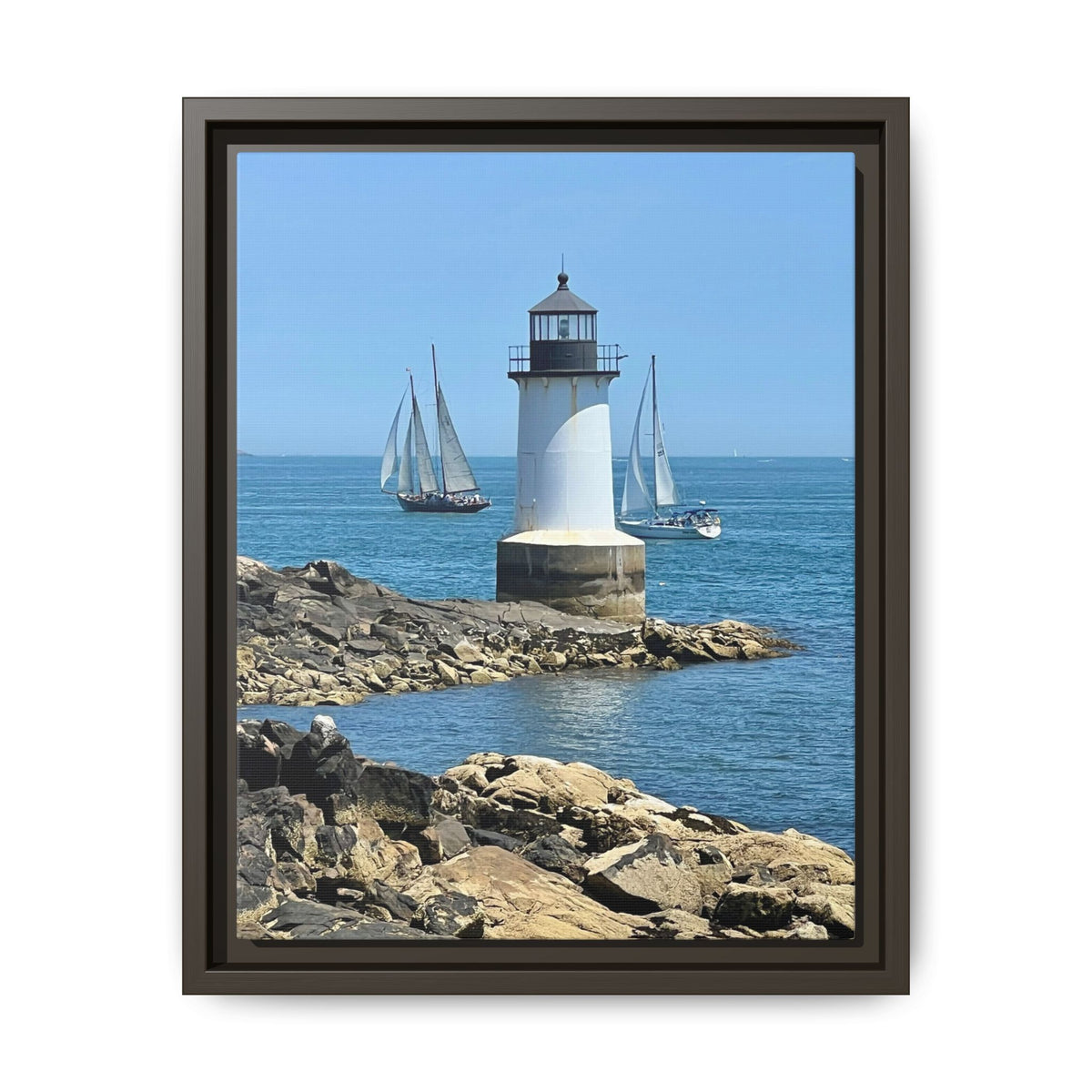 Coastal Lighthouse Canvas Framed Print (original photograph by Kind River Studio)