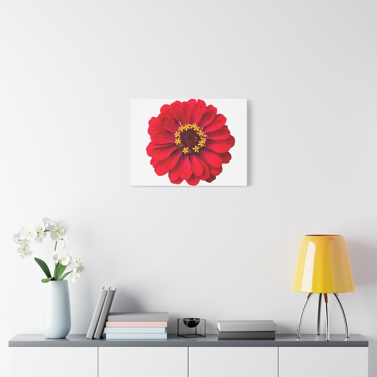 Canvas Print - One Red Zinnia (original photograph by Kind River Studio)