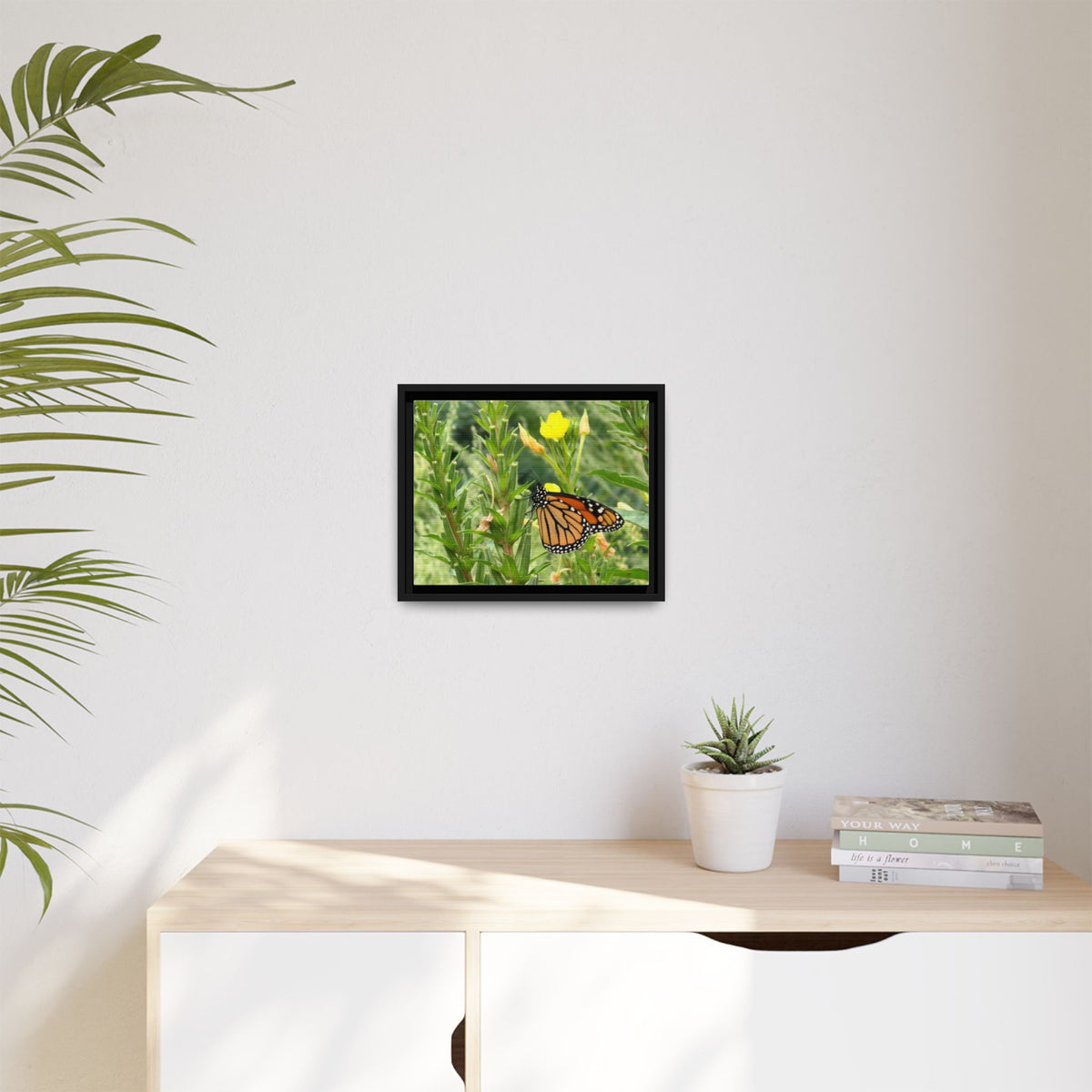 Monarch Butterfly on Wildflowers Canvas Framed Print (original photograph by Kind River Studio)
