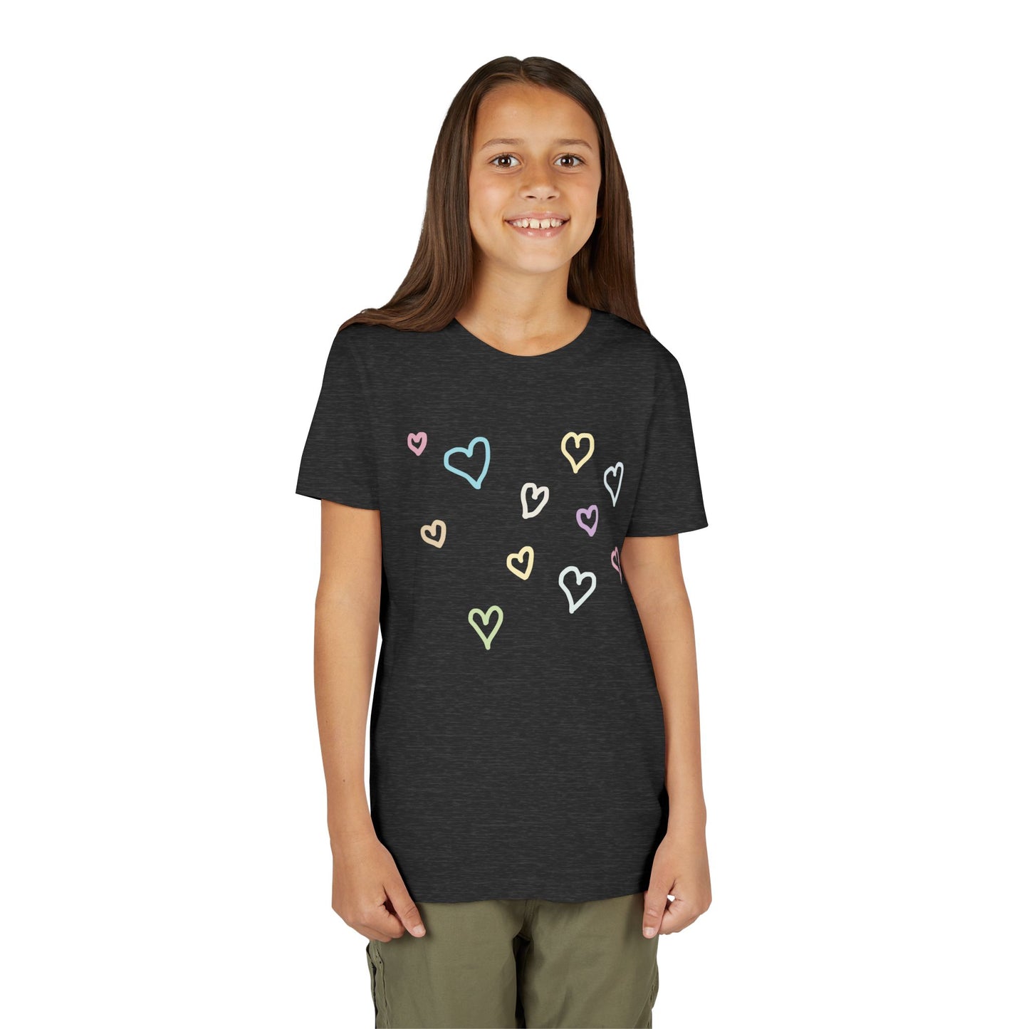 Pastel Hand Drawn Hearts Tee (Youth)