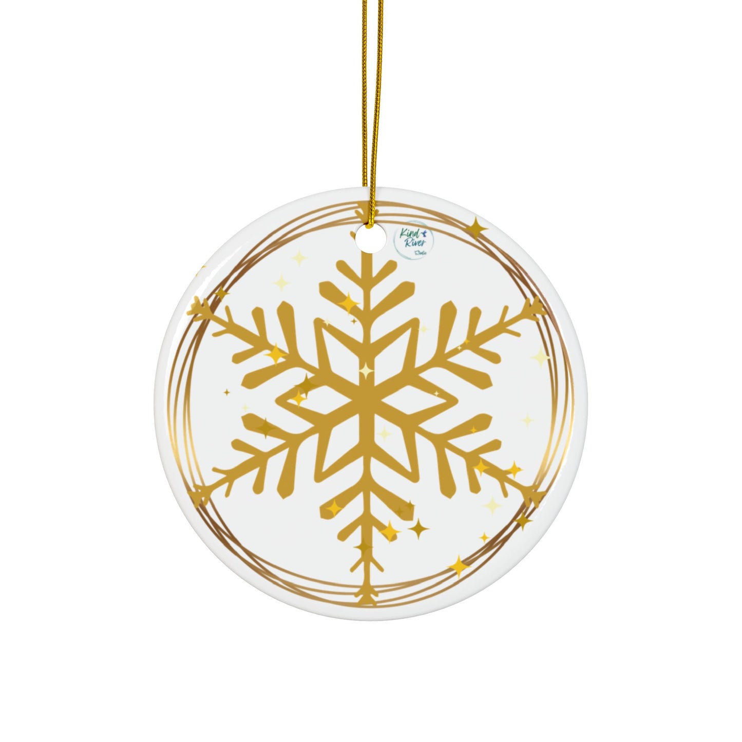 Ornament (Ceramic | Round) - Snowflakes