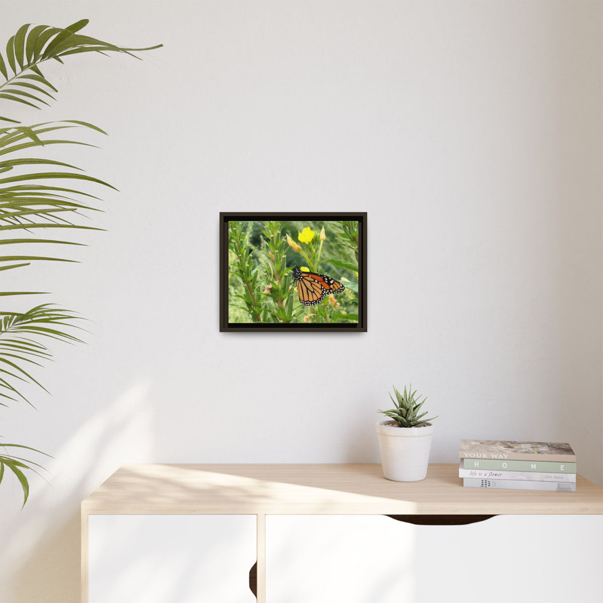 Monarch Butterfly on Wildflowers Canvas Framed Print (original photograph by Kind River Studio)