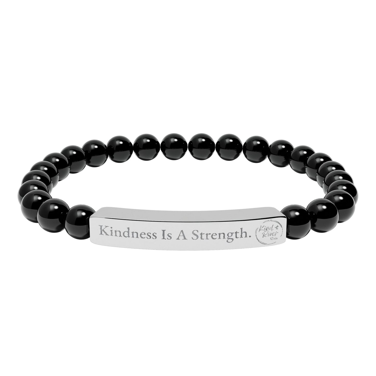 Bracelet - 'Kindness Is A Strength' Engraved Natural Stone Stretch Bracelet