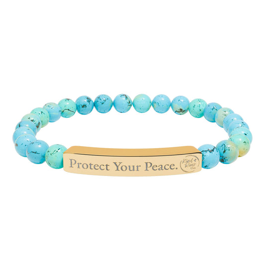 Bracelet - 'Protect Your Peace' Engraved Natural Stone Stretch Bracelet