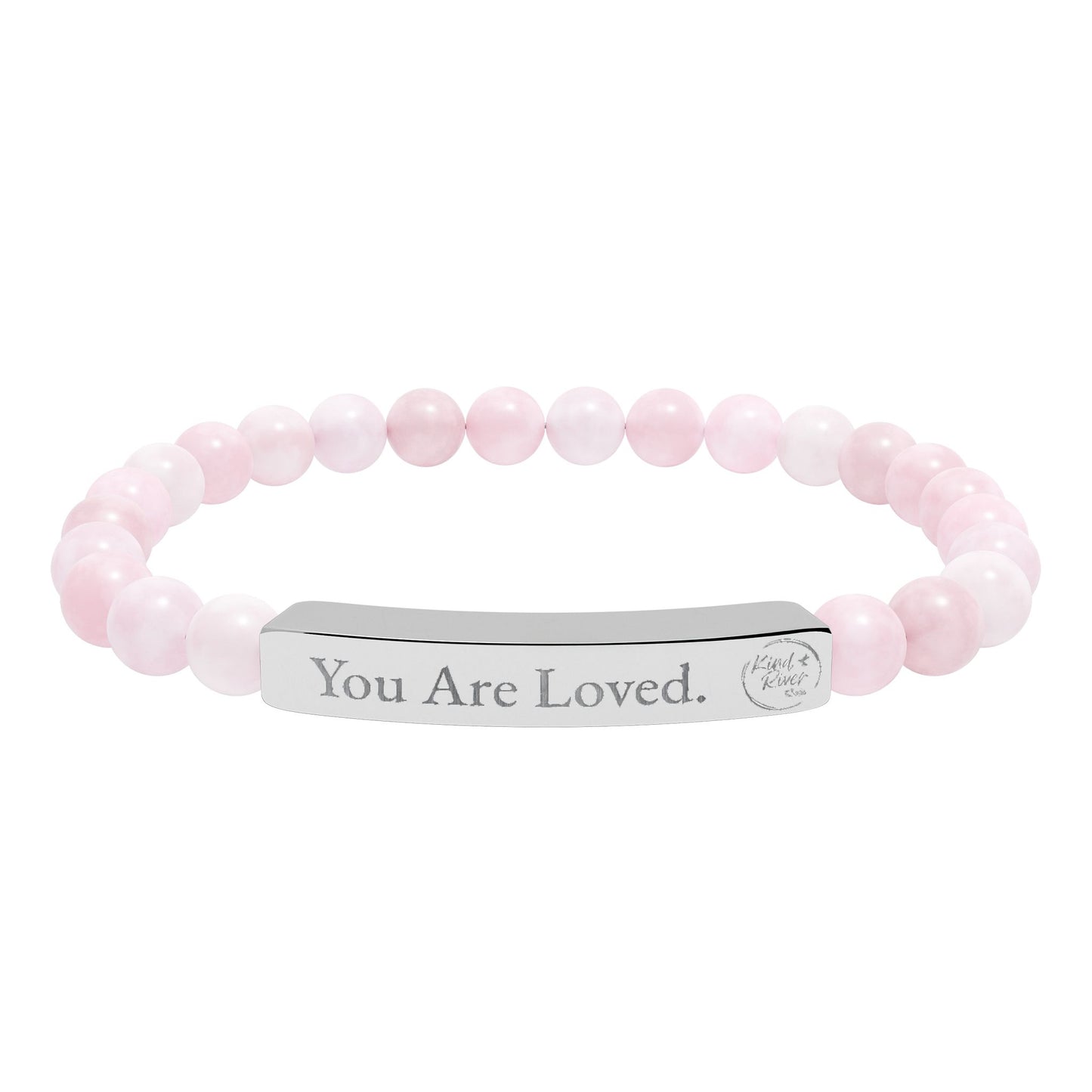 Bracelet - 'You Are Loved' Engraved Natural Stone Stretch Bracelet