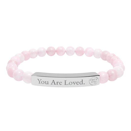 Bracelet - 'You Are Loved' Engraved Natural Stone Stretch Bracelet
