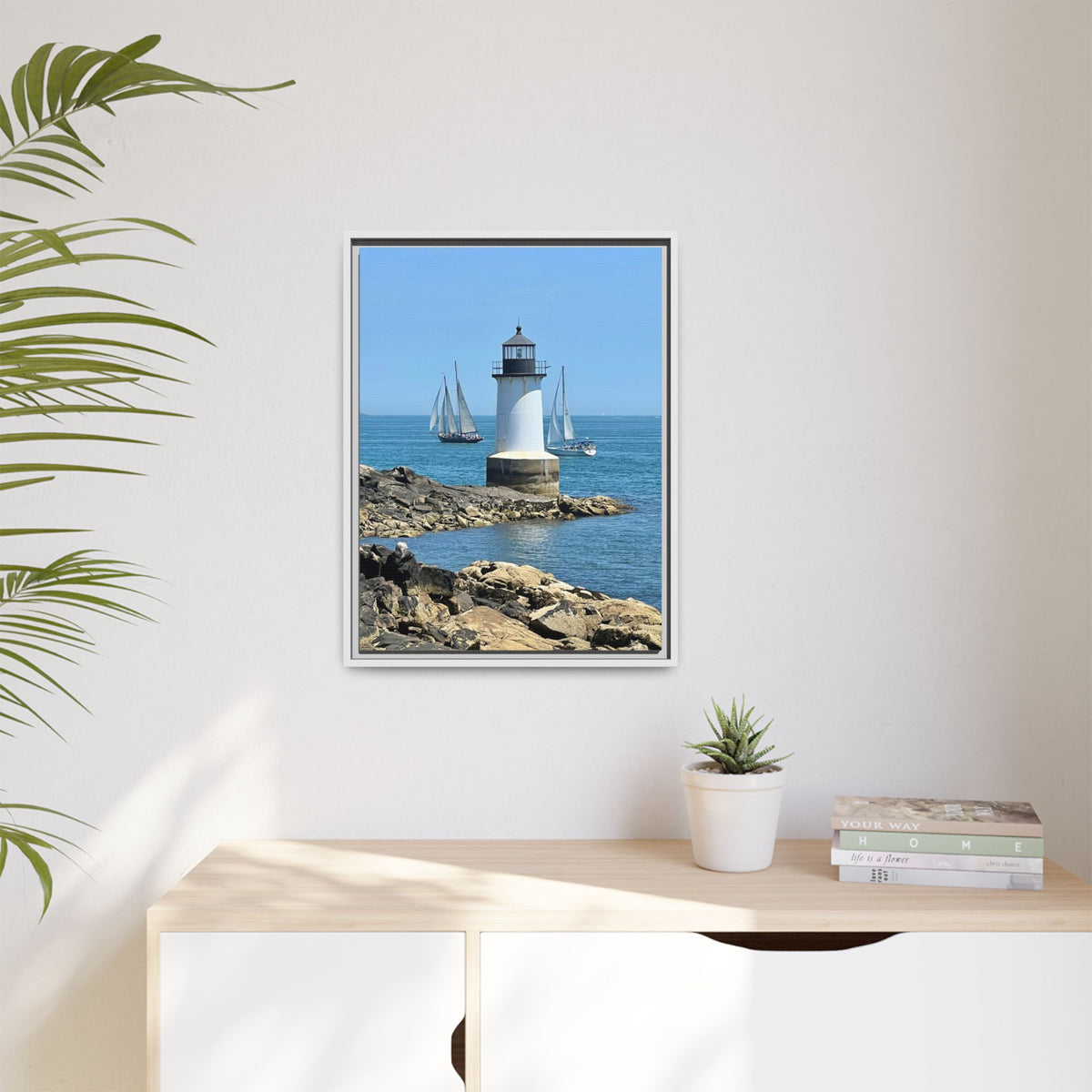 Coastal Lighthouse Canvas Framed Print (original photograph by Kind River Studio)