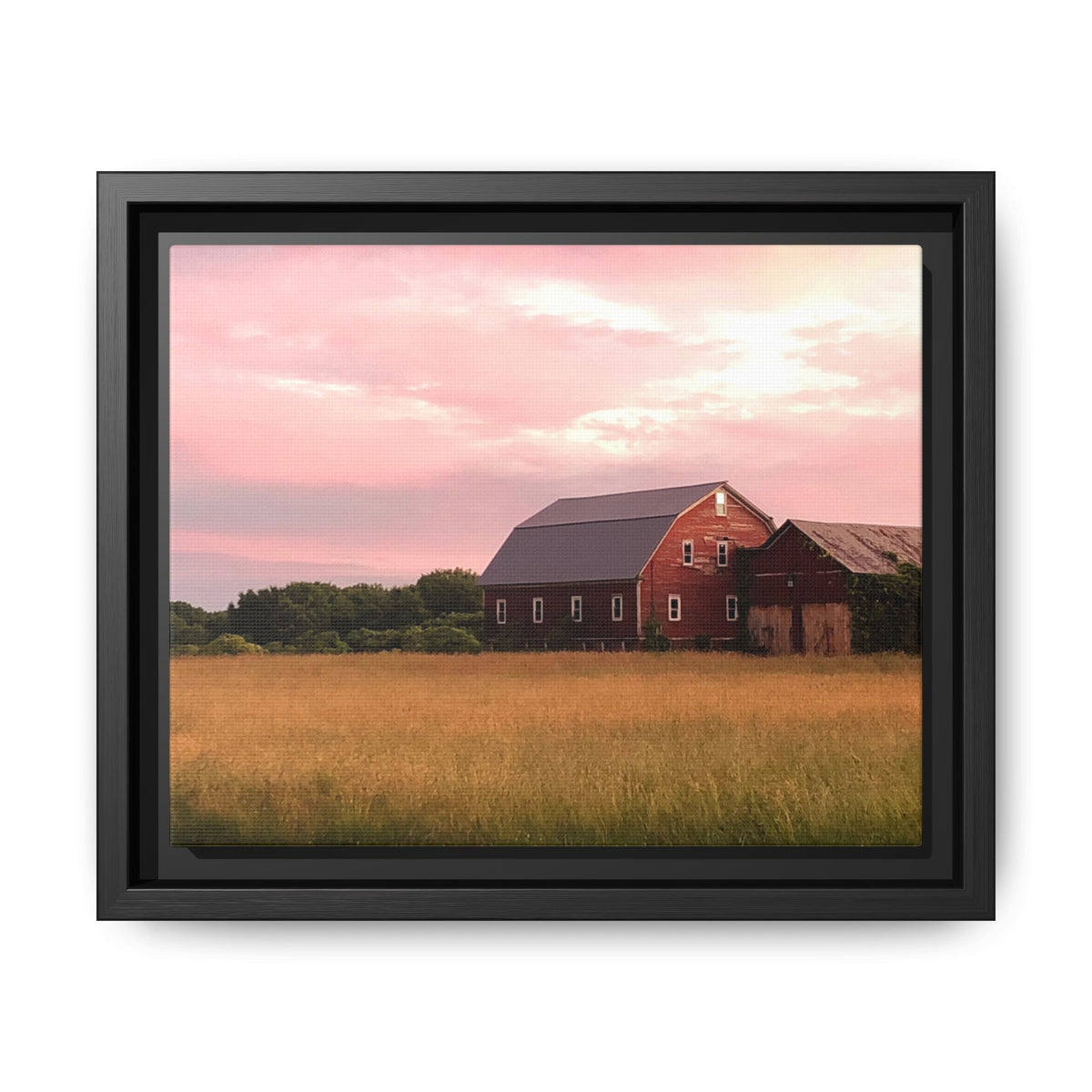 Weathered Barn at Dusk Canvas Framed Print