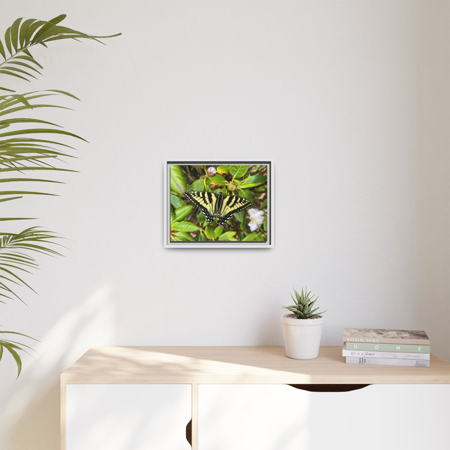 Canvas Print in Frame - Eastern Tiger Swallowtail on Rhodie (original photograph by Kind River Studio)
